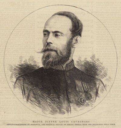 Major Pierre Louis Cavagnari (gravyr) av English School