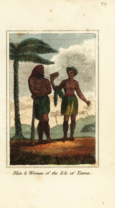 Man och kvinna på Isle of Tanna, Vanuatu av English School