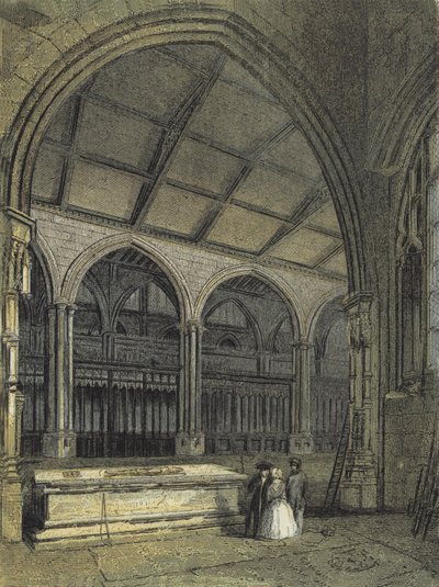 Manchester Cathedral, utsikt över kören och dopkyrkan, från Ely Chapel av English School