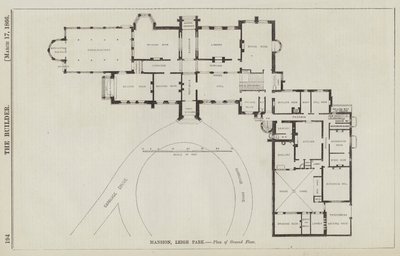 Mansion, Leigh Park, Plan över bottenvåningen (gravyr) av English School
