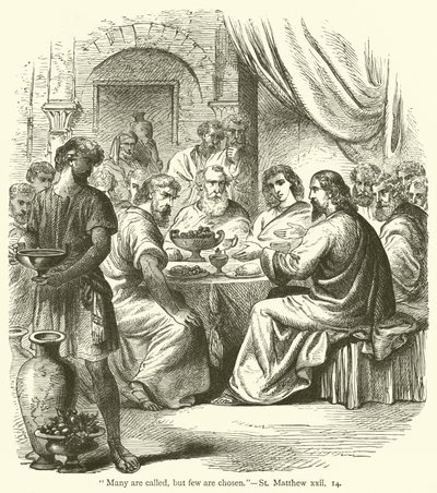 "Många är kallade, men få är utvalda", St Matteus, xxii av English School