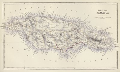 Karta: Ön Jamaica, av G H Swanston, Edinburgh (färglitografi) av English School