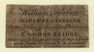 Karta och Printseller, William Herbert, handelskort av English School