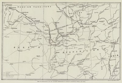 Karta över Afghanistan och de angränsande territorierna i ryska Turkestan, Persien och Indien av English School