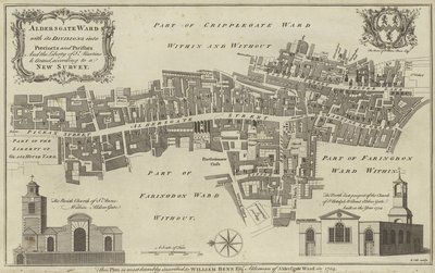 Karta över Aldersgate Ward, City of London av English School