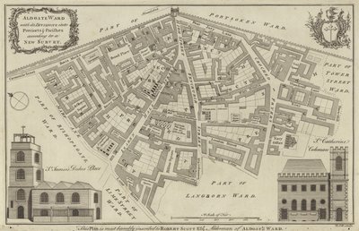 Karta över Aldgate Ward, London av English School