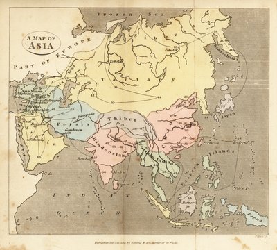 Karta över Asien, tidigt 1800-tal av English School
