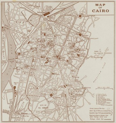 Karta över Kairo (litho) av English School