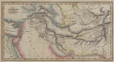 Karta över länder, som nämns i historien om Noah, Abraham och Israels kungar (färgad gravyr) av English School