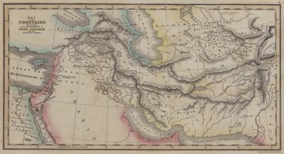 Karta över länder, som nämns i historien om Noah, Abraham och Israels kungar (färgad gravyr) av English School
