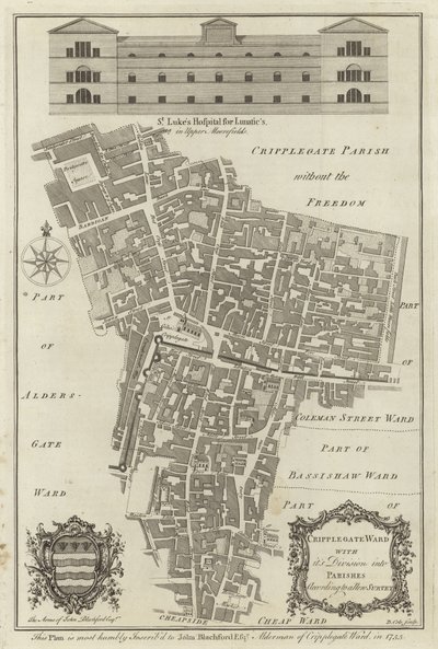 Karta över Cripplegate Ward, London av English School