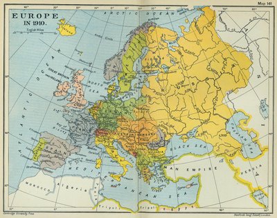 Karta över Europa 1910 (färg litho) av English School