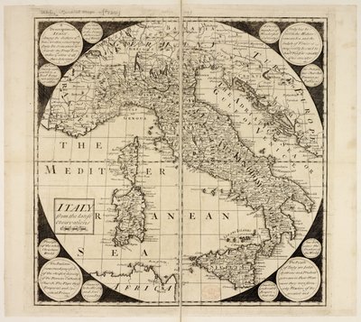 Karta över Italien, ca 1730 (gravyr) av English School