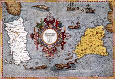 Karta över Sardinien och Sicilien, Ptolemaios "Geographica av English School