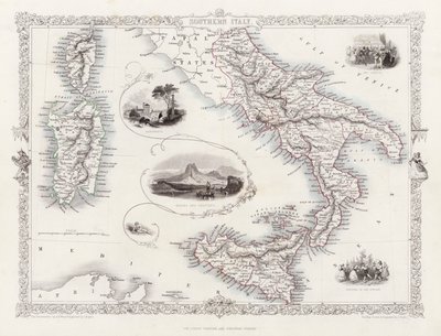 Karta över södra Italien (gravyr) av English School
