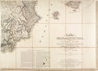 Karta över Spanien som sägs ha använts av hertigen av Wellington av English School