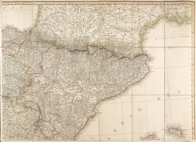 Karta över Spanien som sägs ha använts av hertigen av Wellington av English School