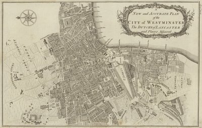 Karta över City of Westminster och hertigdömet Lancaster, London av English School