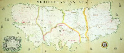 Karta över ön Menorca, ca 1740 av English School