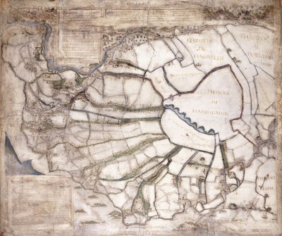 Karta över de sju Marshland Townships, efter 1581 av English School