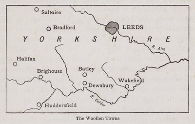 Karta som visar Woolen Towns of Yorkshire (litho) av English School