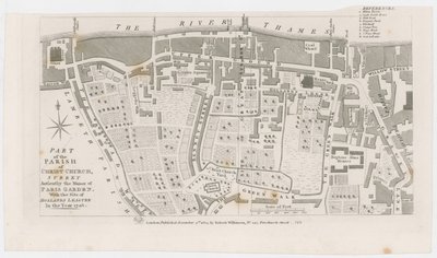 Karta som visar herrgården i Paris Garden av R Wilkinson, 1822 av English School