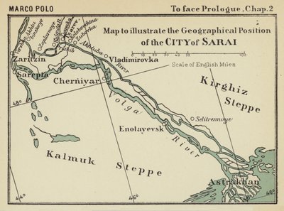Karta som illustrerar staden Sarais geografiska läge (litografi) av English School