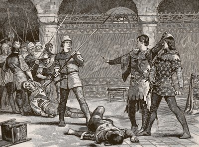 Marcel and the Dauphin of France, illustration från Cassells Illustrated History of England (sepiafoto) av English School