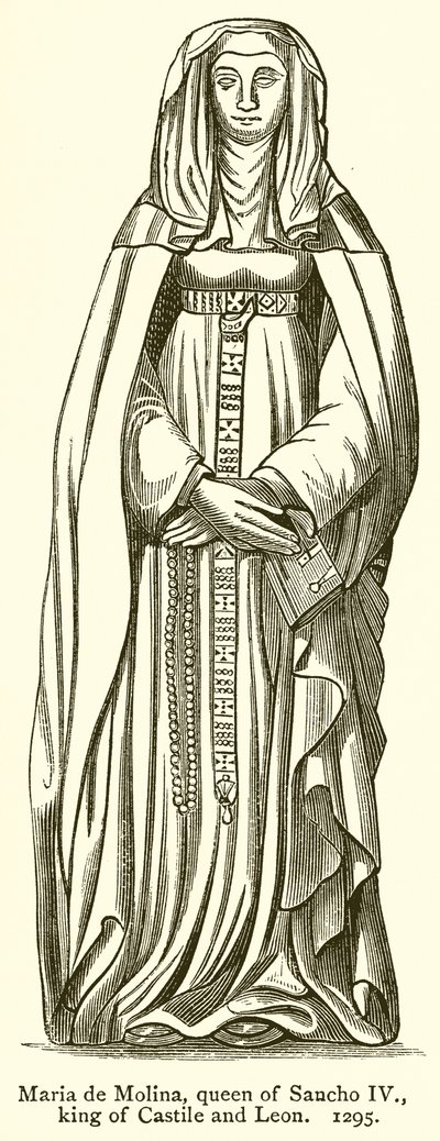 Maria de Molina, drottning av Sancho IV, kung av Kastilien och Leon. 1295 av English School