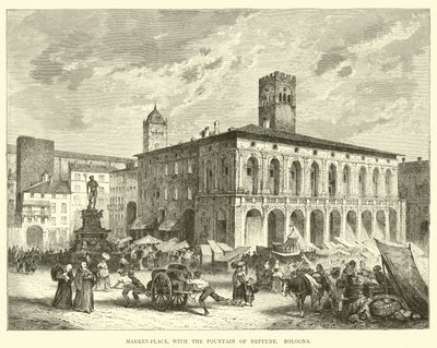 Marknadsplats, med Neptunusfontänen, Bologna av English School