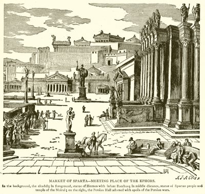 Marknaden i Sparta - Ephors mötesplats av English School