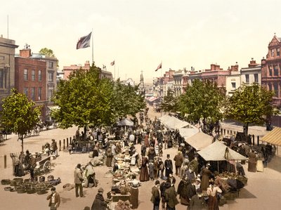 Market, the Parade, Taunton (handfärgat foto) av English School