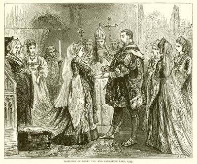 Gift med Henrik VIII och Catharine Parr, 1543 av English School