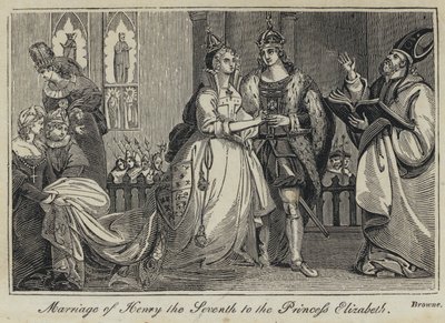 Henrik den sjundes äktenskap med prinsessan Elizabeth (gravyr) av English School