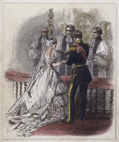 Princess Royals bröllop (färgad gravyr) av English School