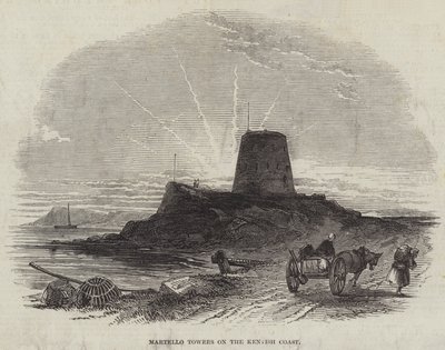Martello Towers på Kentish Coast (gravyr) av English School