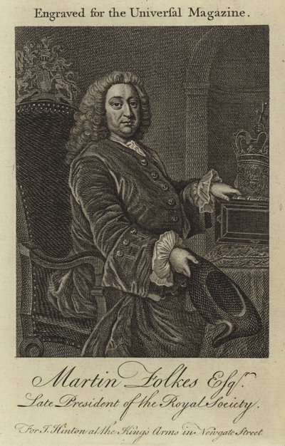 Martin Folkes Esquire, sen president för Royal Society av English School