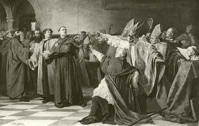 Martin Luther inför konciliet i Worms (gravyr) av English School