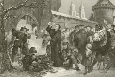 Martin Luther bränner påvens tjur av English School