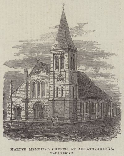 Martyr Memorial Church i Ambatonakanga, Madagaskar (gravyr) av English School