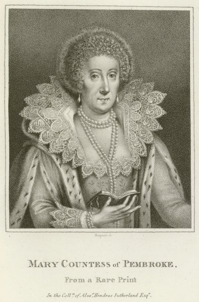 Mary, grevinna av Pembroke (gravyr) av English School