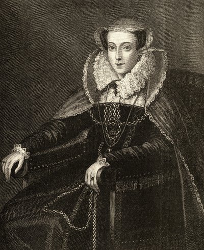 Mary Queen of Scots (1542-87) (gravyr) av English School