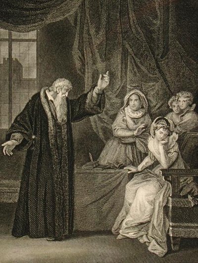 Mary, drottning av Skottland (1542-87) och John Knox (ca 1512-72) (gravyr) av English School