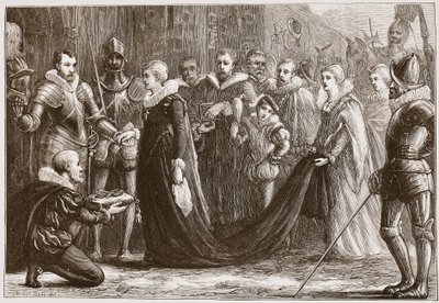 Mary Queen of Scots som går in i Holyrood, illustration från The History of Protestantism av James Aitken Wylie (1808-1890), pub. 1878 av English School