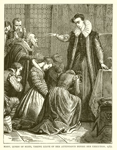 Mary, Queen of Scots, tog avsked från sina skötare före sin avrättning, 1587 av English School