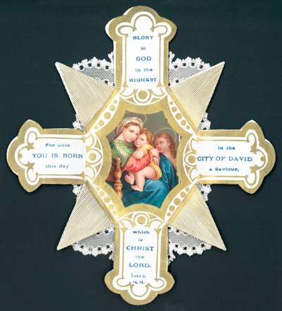 Maria och Jesusbarnet, julkort av English School
