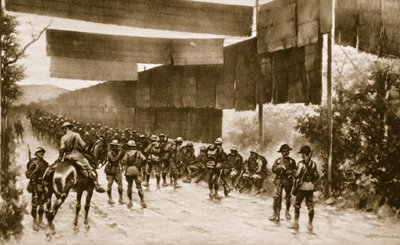 Mattskärmar för exponerade vägar: en anordning som användes av italienarna på väg mot Gorizia, 1914-19 av English School