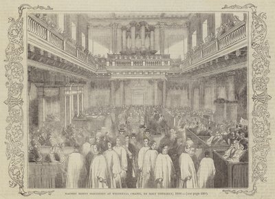 Maundy Money Procession vid Whitehall Chapel, på Stilla torsdagen 1844 av English School