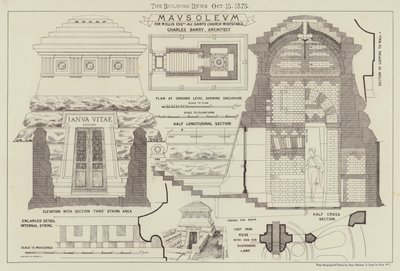 Mausoleum, för W Ellis Esquire All Saints Church Whitstable (gravyr) av English School