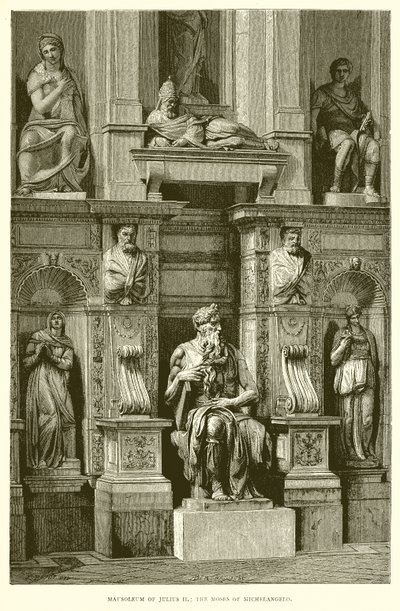 Julius II:s mausoleum; Moses av Michelangelo av English School